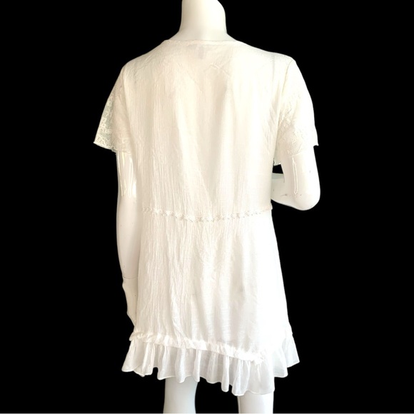 MIRROR IMAGE GAUZE & LACE SHABBY CHIC TUNIC TOP. WOMEN’S SIZE MEDIUM - Picture 3 of 9